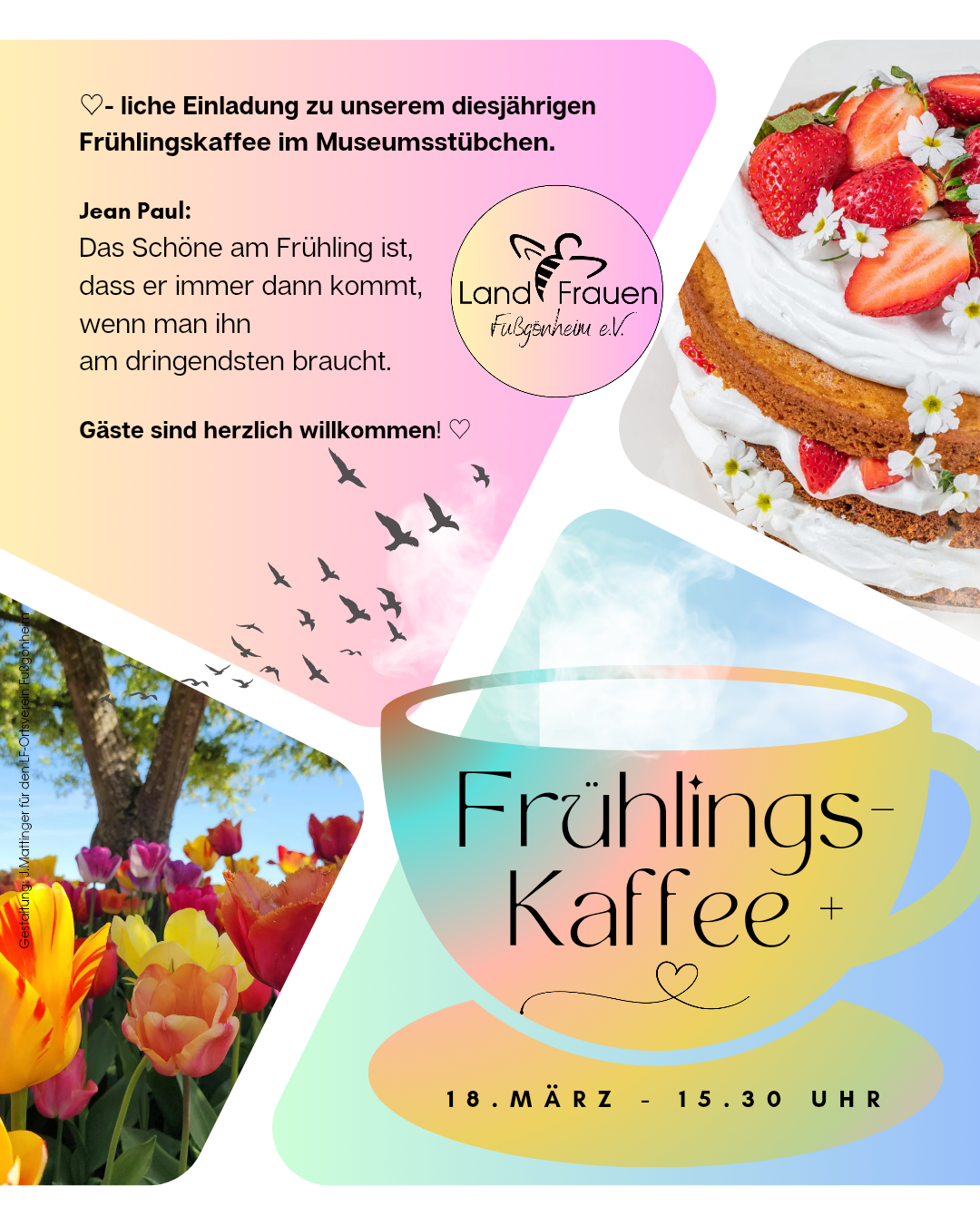 Werbung für das Frühlingskaffee am 18.03.2026 um 15.30 Uhr im Museumsstübchen