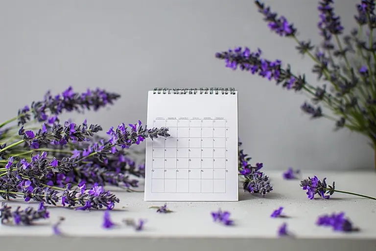 Kalender und Lavendel