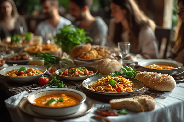 Ein reich gedeckter Tisch mit kullinarischen Köstlichkeiten