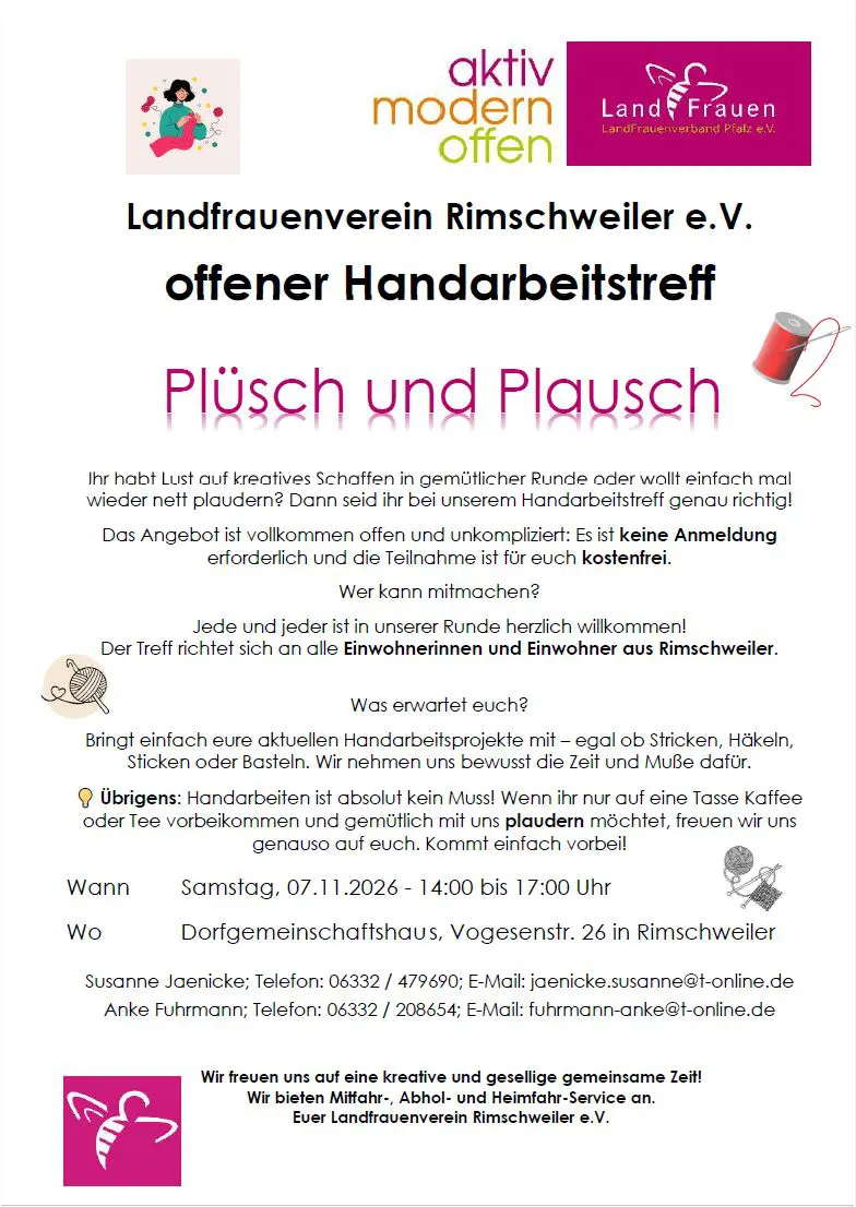2026 11 07 Plüsch Und Plausch – Offener Handarbeitstreff