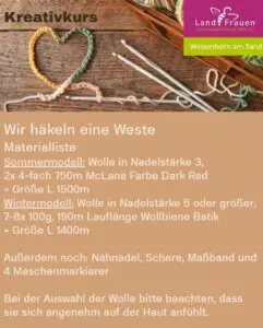 Flyer Weste Häkeln Material Februar 2026