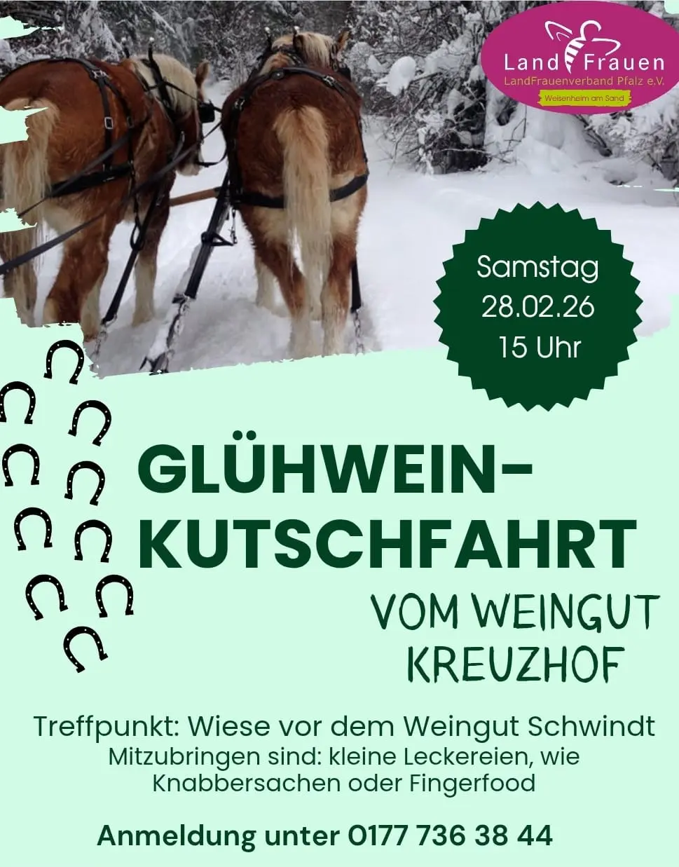 Flyer Glühweinkutschfahrt Februar 2026