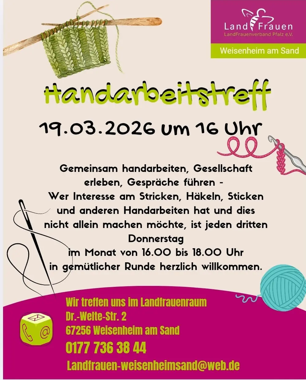 Flyer Handarbeitstreff März 2026