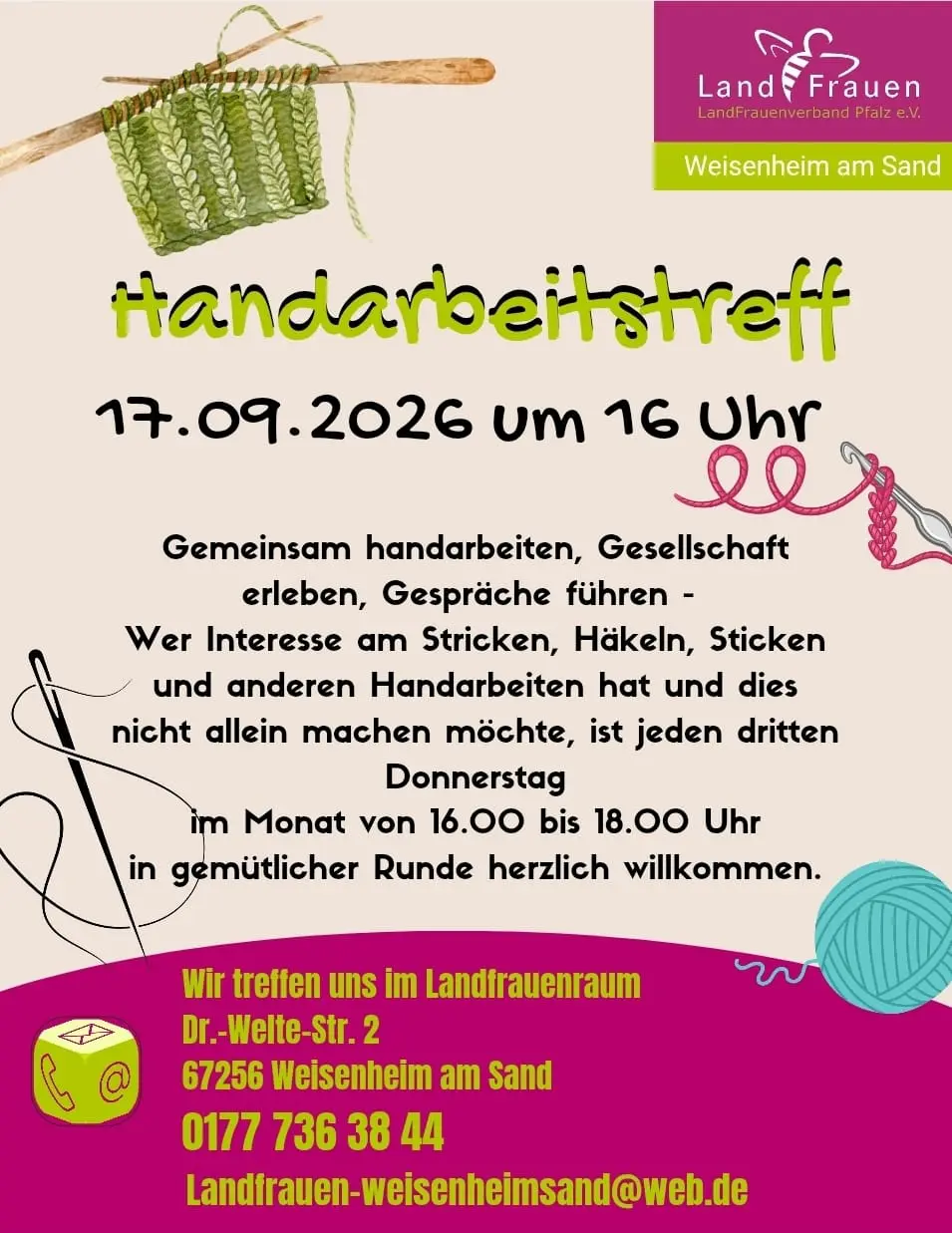 Flyer Handarbeitstreff September 2026