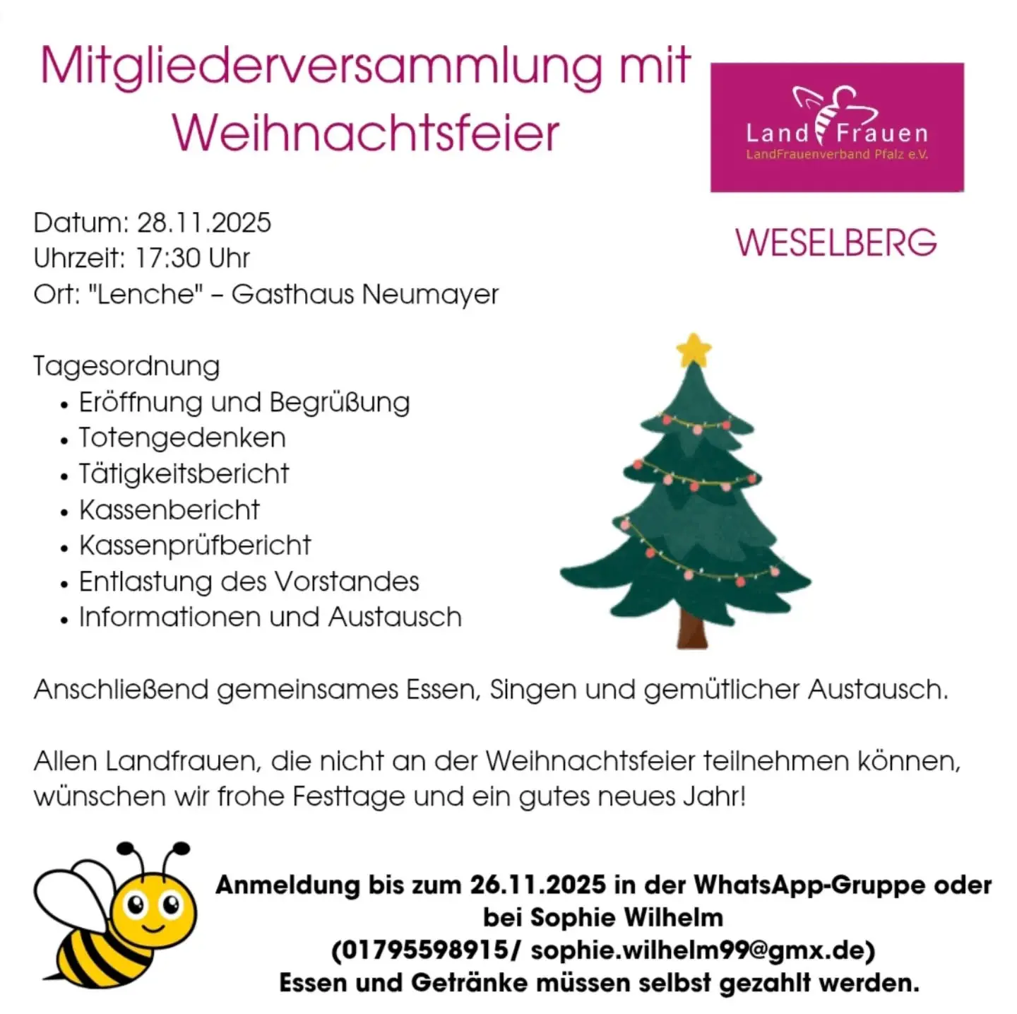 Mitgliederversammlung mit Weihnachtsfeier