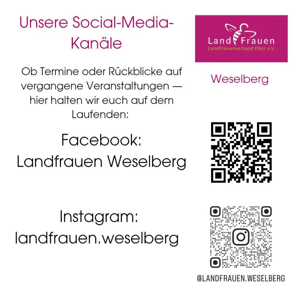 Links zu den Social Media Links : Facebook und Instagram